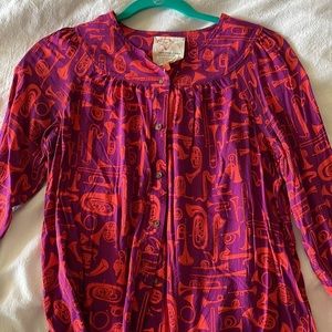 Anthropologie magenta and orange print shirt